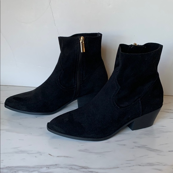 Black Suede Ankle Boots - Picture 1 of 6
